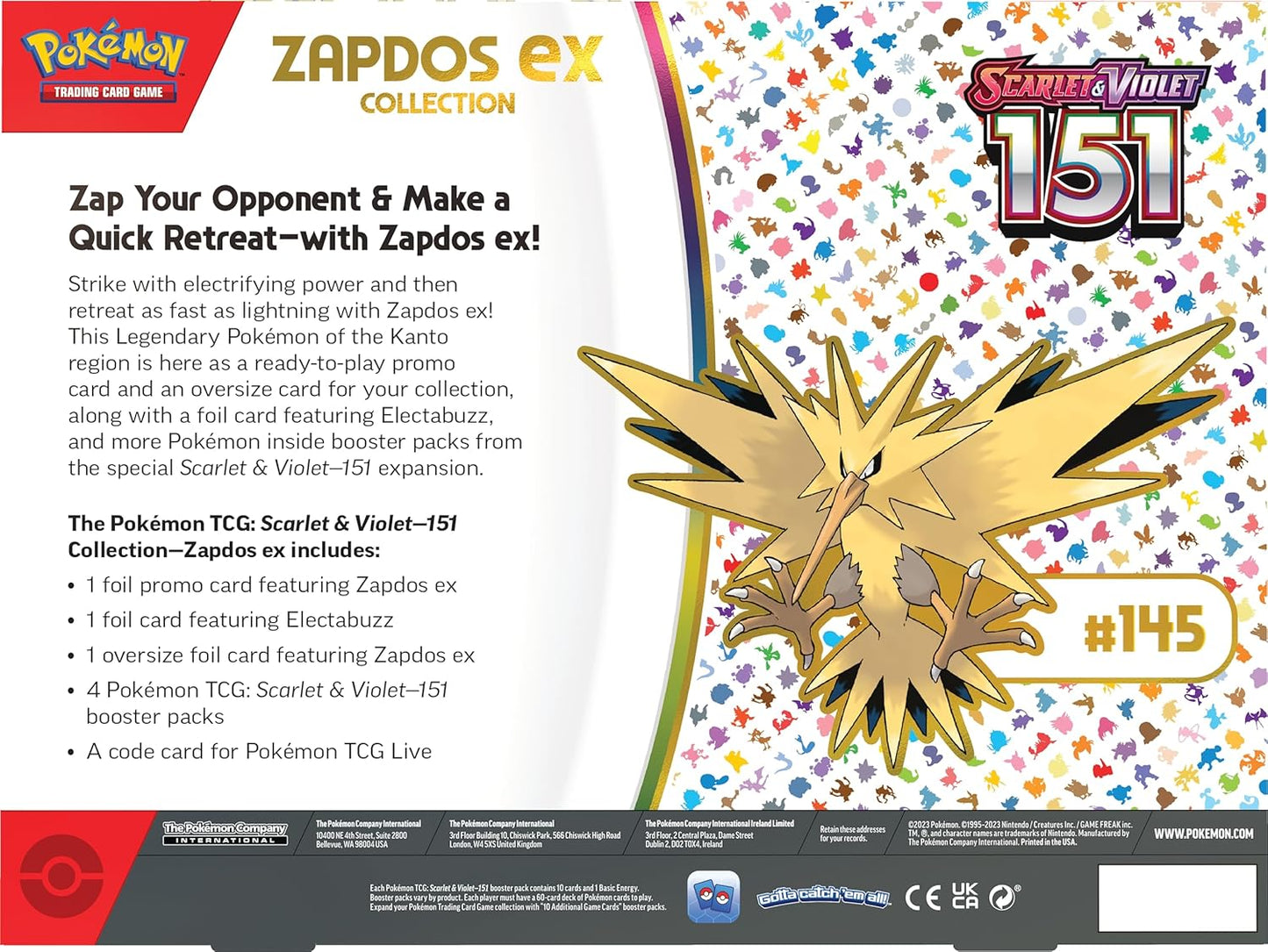 Scarlet & Violet 151 Zapdos Ex Collection Box
